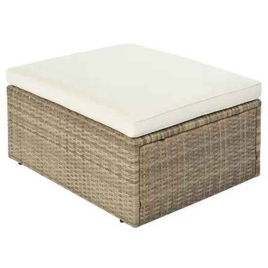 5pc Wicker Patio Seating Set with Cushions - Brown/Beige - GODEER image {15}