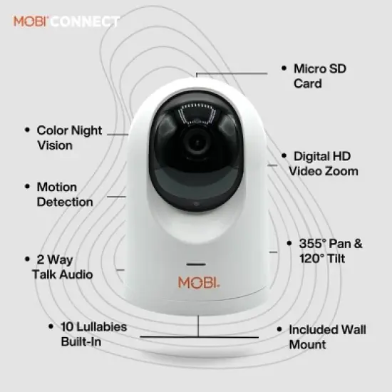 MOBI MobiCam PRO Smart Wi-Fi Pan & Tilt Camera with HD Video, Motion Tracking & 2-Way Audio image {2}