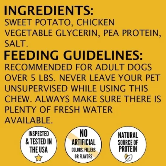 Hubert Pet Gourmet All Natural Chicken & Sweet Potato Wrap Dog Treats, Grain Free, Low Ingredient, USA Tested - 2.5 lbs Resealable Pack image {3}