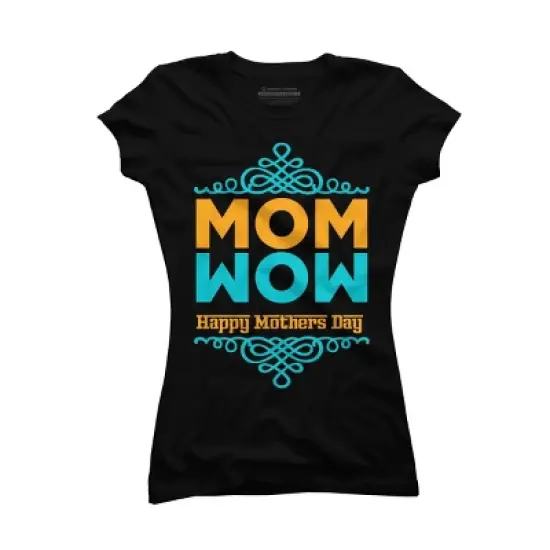 Junior's Design By Humans Happy Mother's Day Mom Wow By tmsarts T-Shirt image {2}