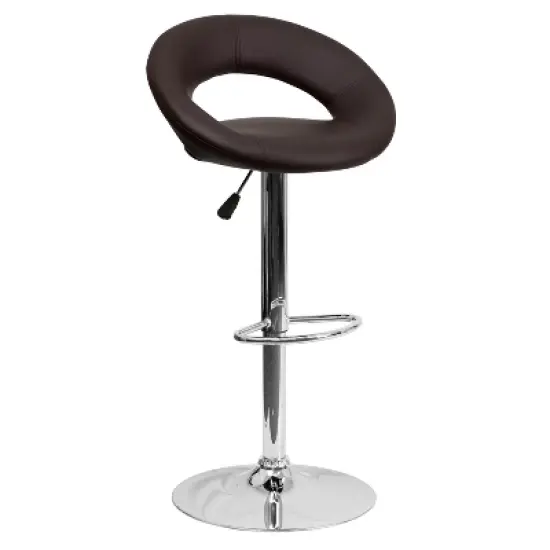 Flash Furniture Contemporary Vinyl Rounded Orbit-Style Back Adjustable Height Barstool with Chrome Base image {10}