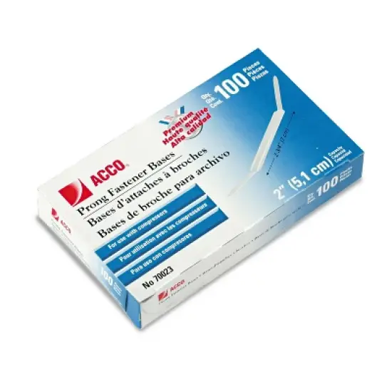 ACCO Prong Bases for Two-Piece Paper Fasteners 2" Cap. 2 3/4" Center Silver 100 70023 image {3}