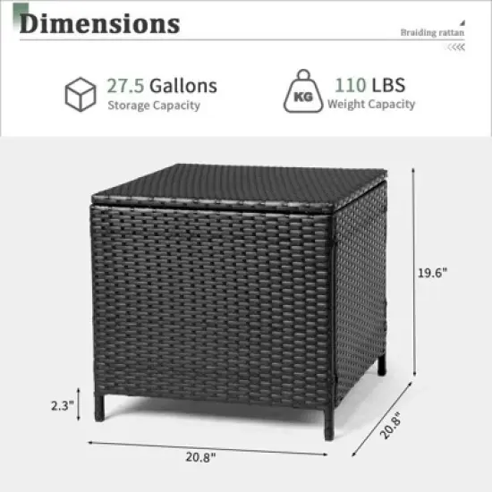 Karl Home Patio Black Square Wicker Side Table image {6}