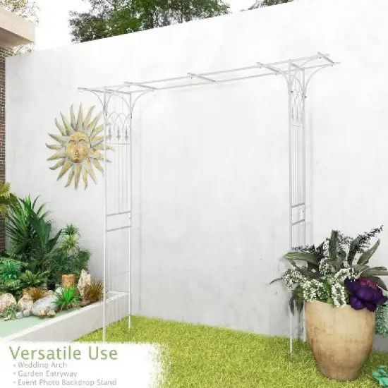 VINGLI Garden Arbor, Arch Archway for Wedding Ceremony Party, Steel Garden Trellis for Plant Climbing, Garden, Backyard, Lawn image {4}