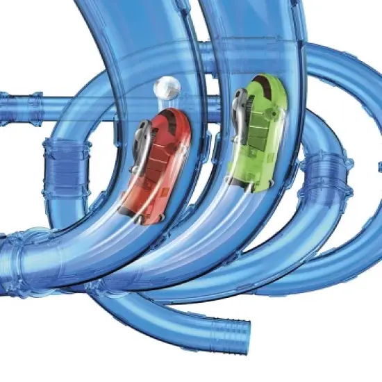 HearthSong - Tunnel Racer 71-Piece Race Car Tubular Track Set with 2 Glow-in-the-Dark Race Cars and 1 Cosmic Strobe Ball image {3}