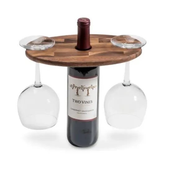 Kalmar Home Solid Acacia Wine Glass Caddy image {3}
