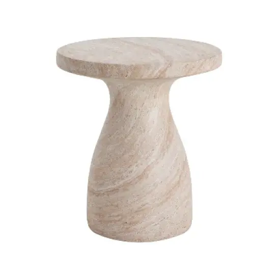Christopher Knight Home Genesis Outdoor Hourglass Shape Travertine Lightweight Concrete Side Table image {7}