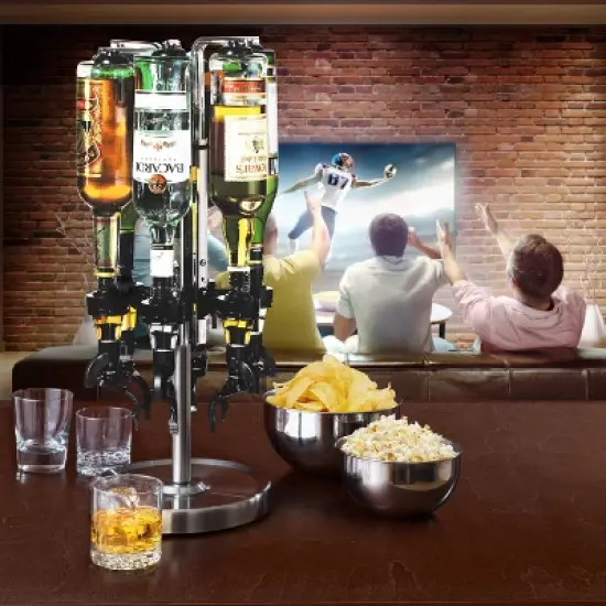 Oggi 4.5L Plastic/Stainless Steel Professional 6 Bottle Liquor Dispenser - Silver image {2}