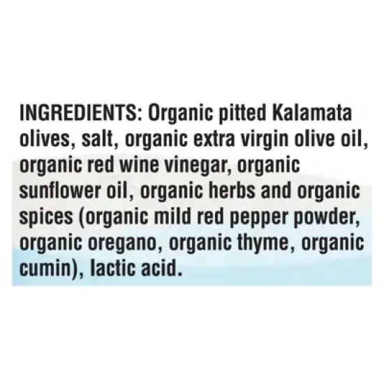 Mediterranean Organic Kalamata Pitted Olives with Cumin- Case of 12/2.5 oz image {6}