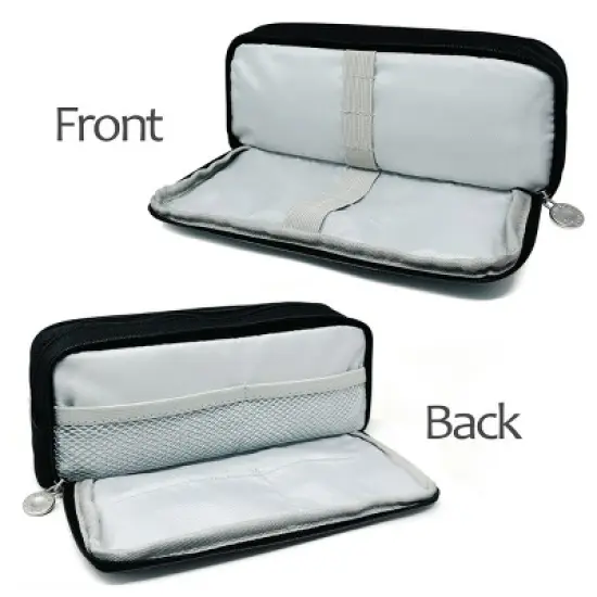 Wrapables Large Capacity Pencil Case, 3 Compartment Pencil Pouch for Stationery Pens, Black image {2}