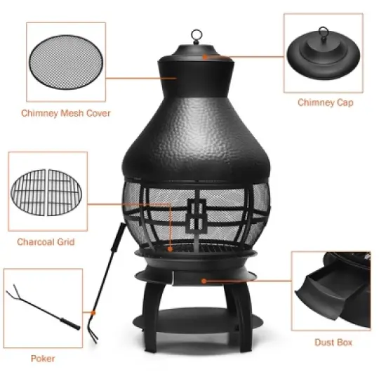 Costway Patio Fire Pit Chimenea Fireplace Wood Burning Heater Garden Backyard image {8}