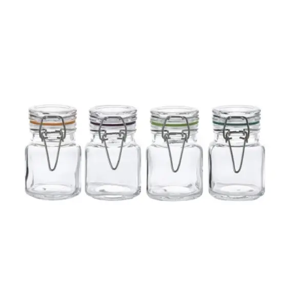 WHOLE HOUSEWARES Glass Jar with Different Color Rubber Gasket and Hinged Lid - 4 Pack image {1}