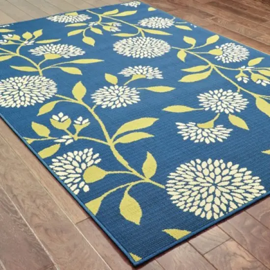 Cozumel Floral Patio Rug Blue/Green image {3}