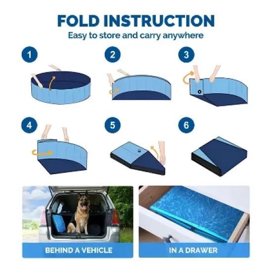 Allforpaws Foldable Dog Pool, Dog Swimming Pool for Outdoor Summer , Blue image {9}