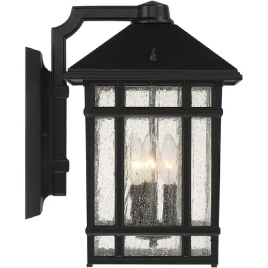 Kathy Ireland Modern Outdoor Wall Light Fixture Black 15 1/4" Seedy Glass Panels for Exterior House Porch Patio Outside Garage image {5}