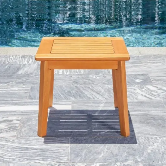 Poolside Patio Vintage Wood Side Table image {4}