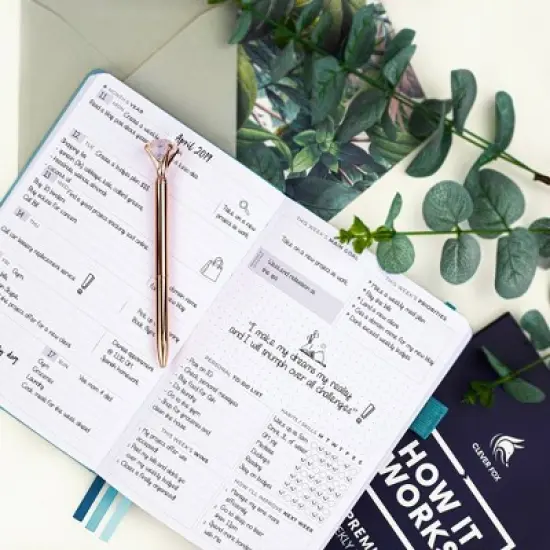 Undated Premium Planner Weekly/Monthly 8"x5.5" Aquamarine- Clever Fox image {2}