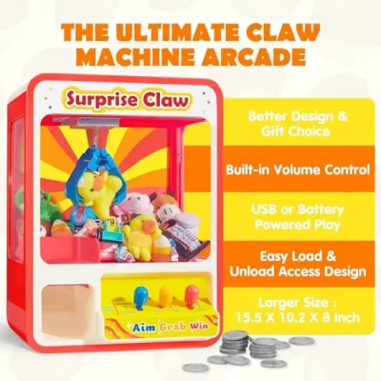 Joyfy Kids Claw Machine Toy with LED Lights, Sounds, Mini Arcade Game for Ages 3 4 5 6 Years, Halloween Christmas Birthday Gift for Boys Girls image {3}