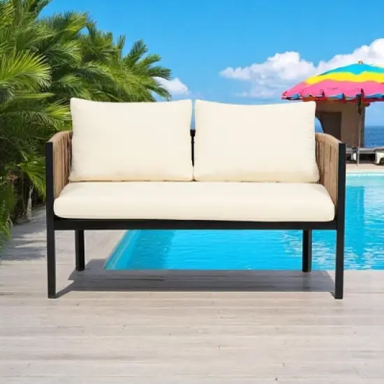 Modular Multi-Person Outdoor Sofa Set with Tempered Glass Table &acirc;&acirc;&sbquo;?Ideal for Garden, Backyard, and Balcony image {8}