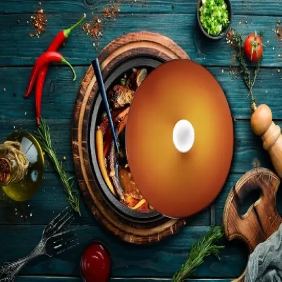 Bruntmor 4 Quart All Clad Tagin Cooking Pot - Dish With Orange Colour Diffuser image {1}