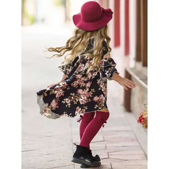 Girls Better In Black Floral Hi-Lo Dress - Mia Belle Girls image {3}