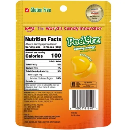 AMOS Peelerz TM Gummy Mango 4.25oz image {2}