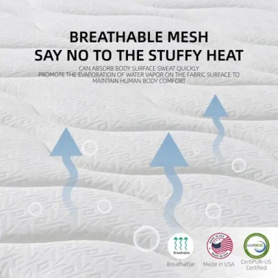 DSVIMOY Mattress Hybrid Gel Memory Foam with Pocket Coils for Cooling and Comfort, White, 43"*20"*20" image {3}