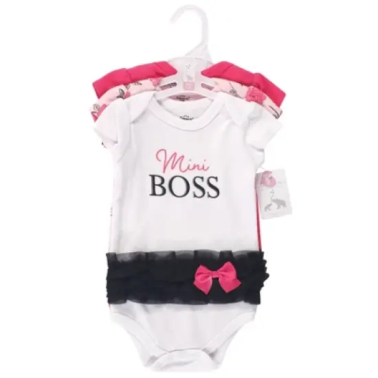 Little Treasure Baby Girl Cotton Bodysuits 3pk, Mini Boss image {1}