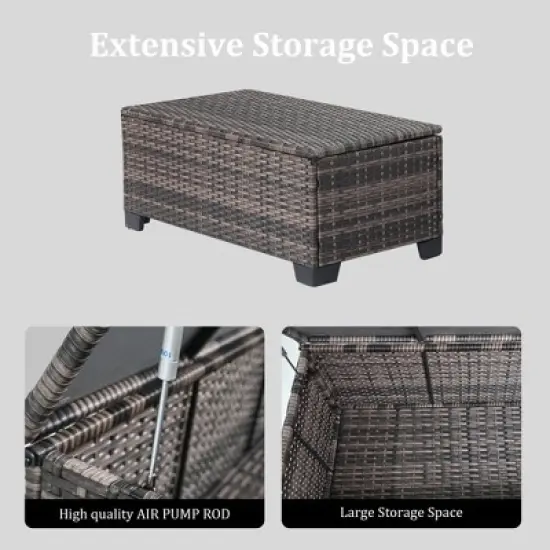 Decksplore 6-Piece All-Weather Wicker Patio Furniture Set & Coffee Table Outdoor Conversation Set with Cushions for Garden, Deck image {9}