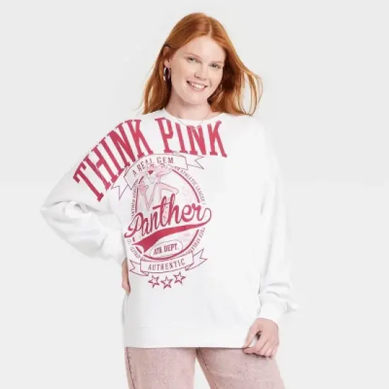 Women's Pink Panther Graphic Sweatshirt - White image {3}