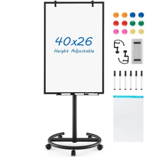 Costway Mobile Whiteboard 40" x 26" Height Adjustable Magnetic Dry Erase Board with Stand Green/Black/White image {10}