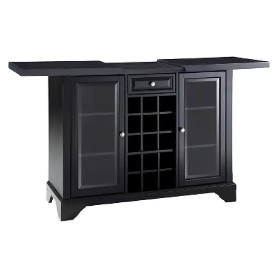 LaFayette Sliding Top Bar Cabinet - Black - Crosley image {2}