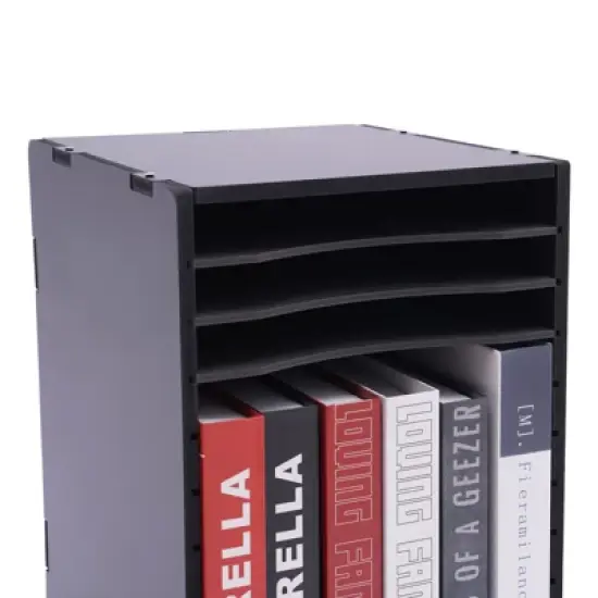 YIYIBYUS Vertical Desktop Sorter, 11 Compartment File Organizers, Black, Letter-size Shelves image {4}