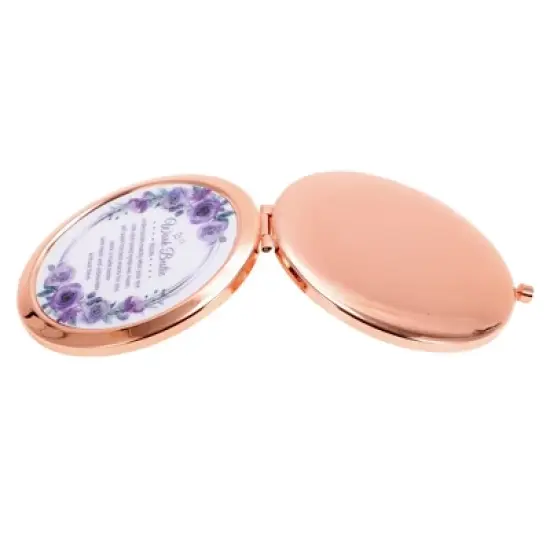 Unique Bargains Portable Round Makeup Mirror Rose Gold Tone 1 Pc image {4}