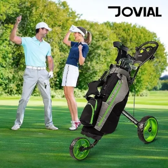 Jovial 3-Wheel Junior Pull Cart - Foldable Golf Cart with Deluxe Scorecard Holder, Ergonomic Handle, and Easy Fold Design - JOVGFP9 image {5}
