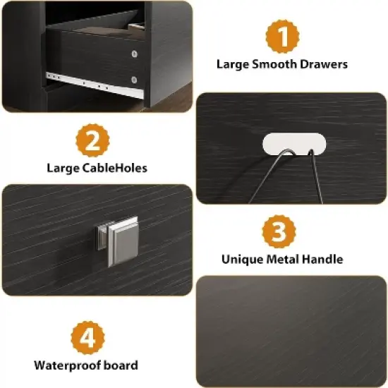 70in TV Stand for TVs up to 80", Modern Entertainment Center with Storage Drawer, Shelves, TV Console Media Cabinet for Living Room, Bedroom, Black image {7}