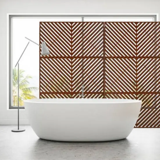 DSVIMOY Outdoor & Indoor Privacy Screen, Freestanding Decorative Privacy Screen for Deck Balcony Patio, Rust Red, 48"*76"*16" image {4}