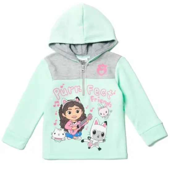 Dreamworks Gabby's Dollhouse Kitty Fairy Cakey Cat Gabby Girls Fleece Half Zip Hoodie Little Kid  image {7}