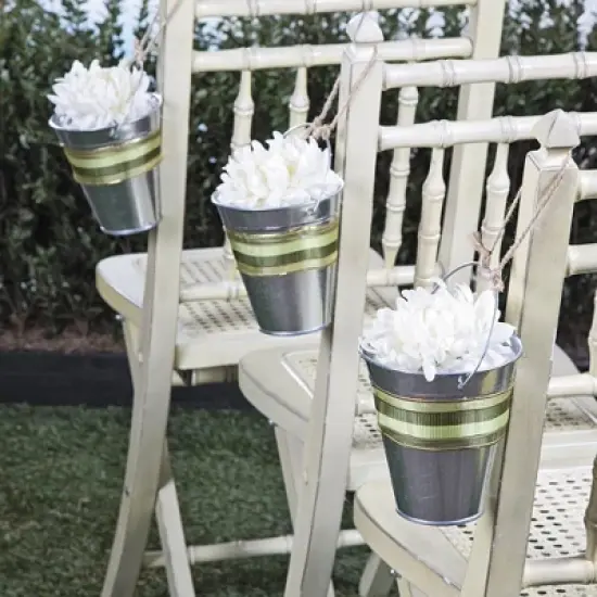 Fun Express Metal Large Galvanized Pails-5" x 4.5" Silver  Pack of 12  Buckets, 4 1/2" diam. x 5" image {6}