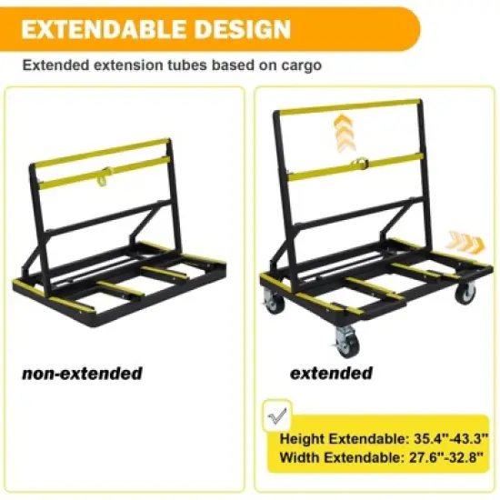 Folding Drywall Cart, Heavy Duty 2200 Lbs Panel Dolly with Extended Deck, Adjustable Casters, Sheetrock Handling Truck image {2}
