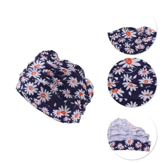 Unique Bargains Polyester Sunflower Pattern Swim Cap 5.91"x9.25" Navy Blue White 1 Pc image {2}