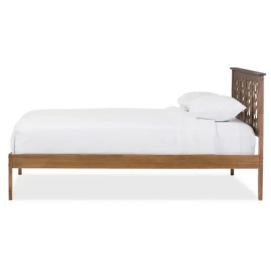 Trina Contemporary Tree Branch Inspired Wood Platform Bed Walnut Brown - Baxton Studio image {1}