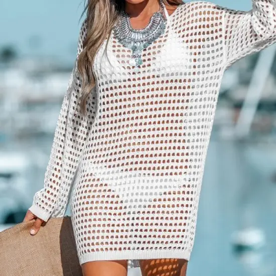 Women's Crochet Knit Swim Cover-Up -Cupshe image {2}