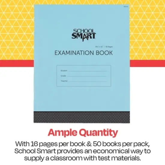 School Smart Examination Blue Book with 16 Pages, 8-1/2 x 11 Inches, Pack of 50 Books image {3}