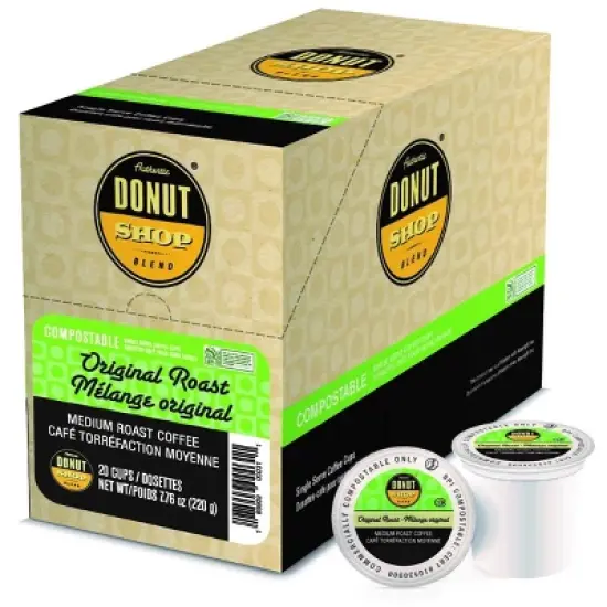 Authentic Donut Shop Blend Original Roast Coffee Pods, Medium Roast Coffee in Compostable Single Serve Cups, 20 Count image {6}