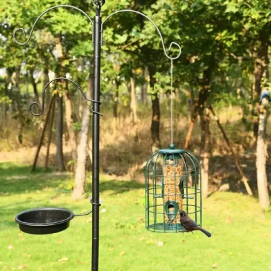 Costway Squirrel-proof Caged Tube Wild Bird Feeder Outdoor Metal Seed Guard Deterrent image {3}