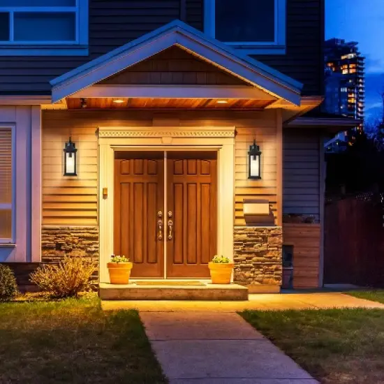 C Cattleya 2 Pack Matte Black Motion Sensor Dusk to Dawn Outdoor Wall Lights With Clear Glass image {3}