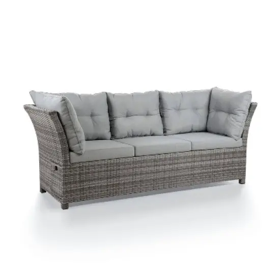 Greemotion 6pc Malia Outdoor Patio Dining Sectional with Table And Bench Gray: UV-Resistant, Aluminized Finish, Storage image {2}