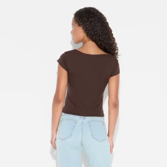 Women's Slim Fit Short Sleeve Square Neck T-Shirt - Wild Fable&trade; image {2}