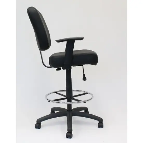 Modern Drafting Stool Black - Boss: Office Chair with Adjustable Arms & Footring image {4}